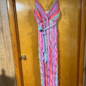 Boutique Colorful Striped Maxi Dress L Vacation wear